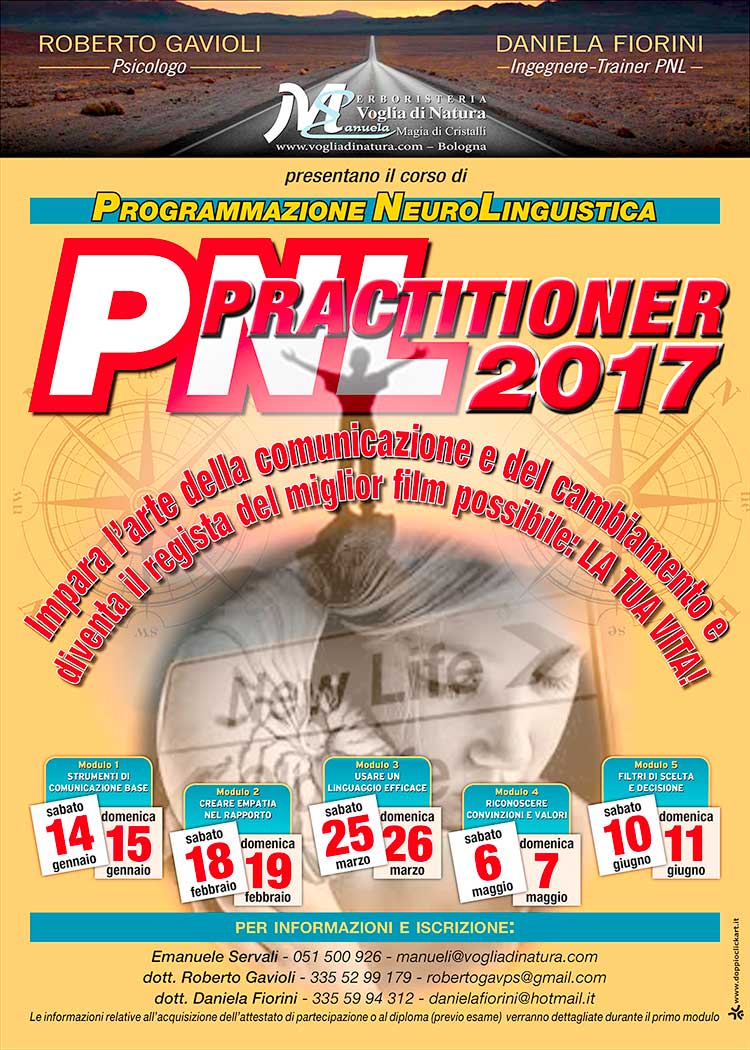 Calendario Corso PNL Practitioner 2017